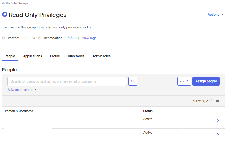 Add people to group in Okta