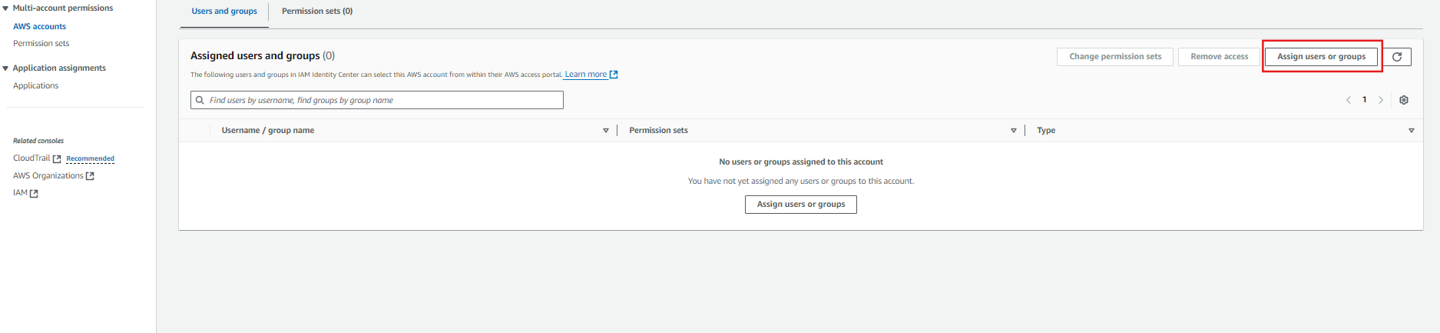 Assign groups to AWS accounts