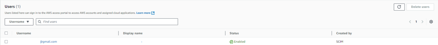 Users appear in AWS